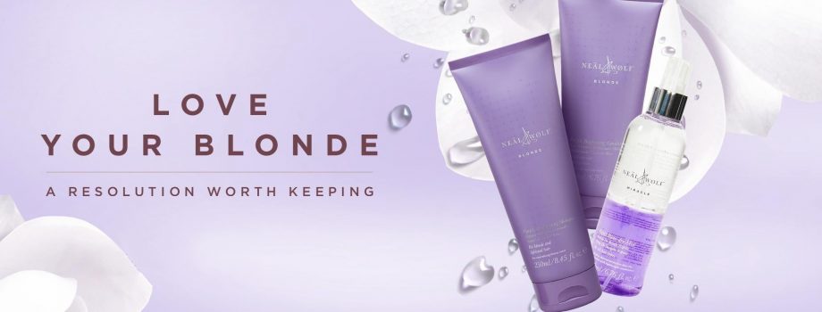 neal and wolf haircare love your blonde with purple shampoo and conditioner